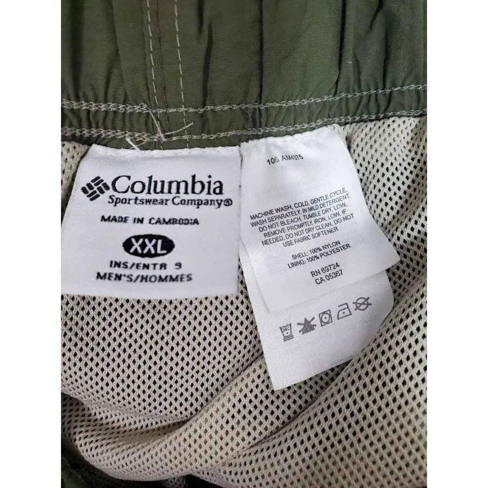 Colulmbia Sportswear Men's Packable Army Green Quick Dry Adjustable Swim Trunks